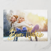 エレガントなブオンナターレの写真 ゴールド 箔シーズンカード (正面)