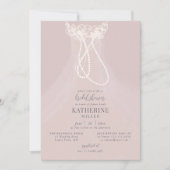 エレガントなブッシュドレスのフリルパール ブライダルシャワー 招待状 (正面)