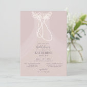 エレガントなブッシュドレスのフリルパール ブライダルシャワー 招待状 (スタンド正面)