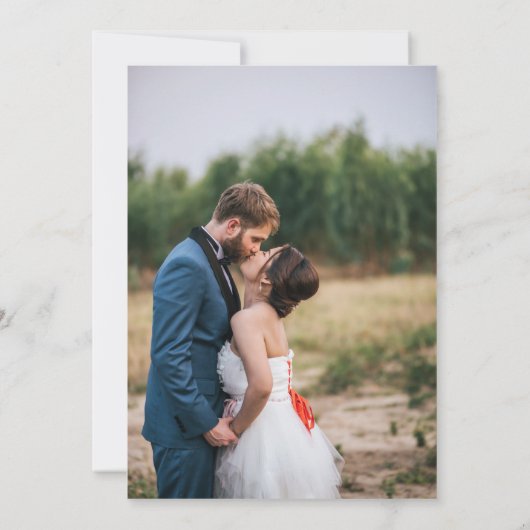 エレガントなブッシュピンクのゴールドの花の新婚写真ウェディング 案内状 (裏面)