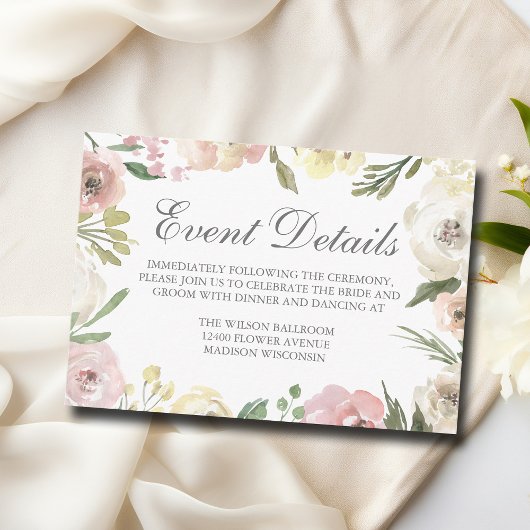 エレガントなブッシュピンクの牡丹の花のウェディングディテール エンクロージャーカード
