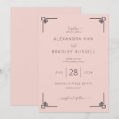 エレガントなブッシュピンクの結婚式招待状 招待状 (正面/裏面)