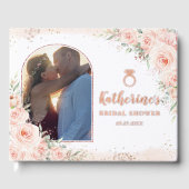 エレガントなブッシュピンクの花のプリンセスシャワー写真 ゲストブック (正面)