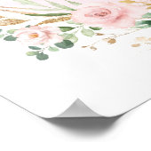 エレガントなブッシュピンクゴールドの花の結婚式ウェルカム ポスター (角)