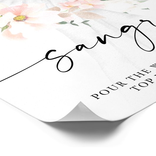 エレガントなブッシュフローラル ブライダルシャワー サングリア バー ポスター (角)