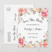 エレガントなブッシュブルーム フラワーの結婚式のSave the Date 案内ポストカード (正面/裏面)