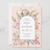 エレガントなブッシュ ボヘミアンフラワー ウェディング招待状 招待状 (正面)
