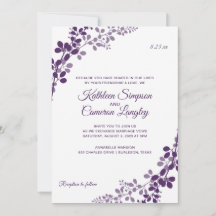 エレガントなブドウの模様の結婚式招待状 - Plum / Purple