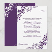 エレガントなブドウの模様の結婚式招待状 - Plum / Purple 招待状 (正面/裏面)