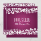 エレガントなブライズシャワー ドット プラム 招待状 (正面/裏面)