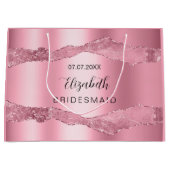 エレガントなブライズメイドの名を刻んだピンクアゲート ラージペーパーバッグ (正面)