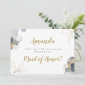 エレガントなブライズメイドの提案カード ネイビーとゴールド 招待状 (スタンド正面)