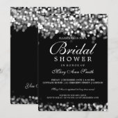 エレガントなブライダルシャワーのシルバーライト 招待状 (正面/裏面)