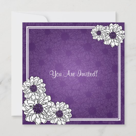 エレガントなブライダルシャワーのダリアの花の紫色 招待状 (裏面)