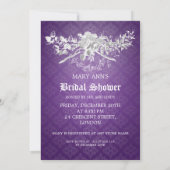 エレガントなブライダルシャワーのバロック式の華麗さの紫色 招待状 (裏面)