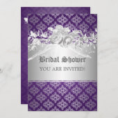 エレガントなブライダルシャワーのバロック式の華麗さの紫色 招待状 (正面/裏面)