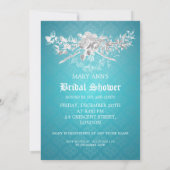 エレガントなブライダルシャワーのバロック式の華麗さの青 招待状 (裏面)