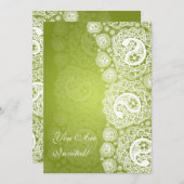 エレガントなブライダルシャワーのペイズリーのレースのライムグリーン 招待状 (正面/裏面)