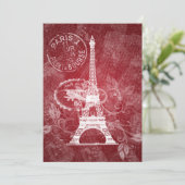 エレガントなブライダルシャワーのロマンチックなパリの赤 招待状 (スタンド正面)