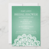 エレガントなブライダルシャワーのヴィンテージのレースのミントの緑 招待状 (裏面)