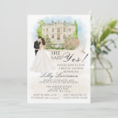 エレガントなブライダルシャワーの会場 花 彼女はイエスと言った! 招待状 (スタンド正面)