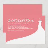 エレガントなブライダルシャワーの招待状（コーラル） 招待状 (正面/裏面)