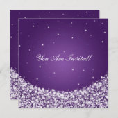 エレガントなブライダルシャワーの星の輝きの紫色 招待状 (正面/裏面)