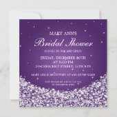 エレガントなブライダルシャワーの星の輝きの紫色 招待状 (裏面)