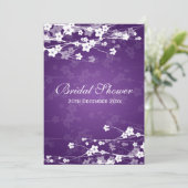 エレガントなブライダルシャワーの桜の紫色 招待状 (スタンド正面)