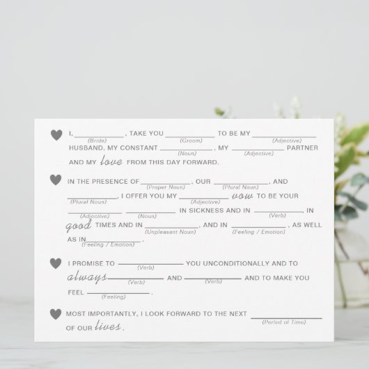 エレガントなブライダルシャワーの誓いの即興ゲーム (スタンド正面)