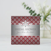 エレガントなブライダルシャワーの（紋章の）フラ・ダ・リの赤 招待状 (スタンド正面)