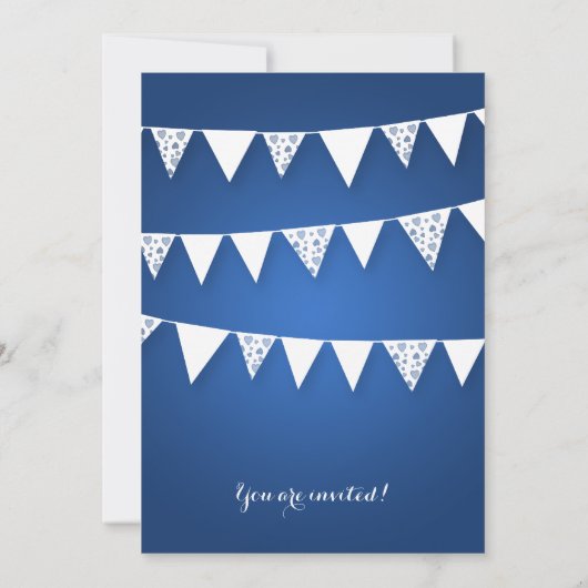 エレガントなブライダルシャワー愛バントの青 招待状 (裏面)