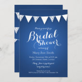 エレガントなブライダルシャワー愛バントの青 招待状 (正面/裏面)