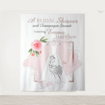 エレガントなブライダルシャワー フォトバックドロップ/タペストリー