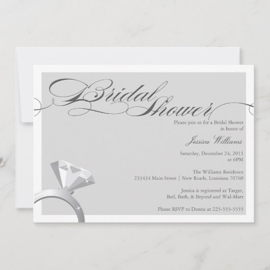 エレガントなブライダルシャワー 招待状 (正面)