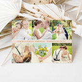 エレガントなブライダルピンクゴールド結婚式モノグラム写真コラージュ サンキューカード