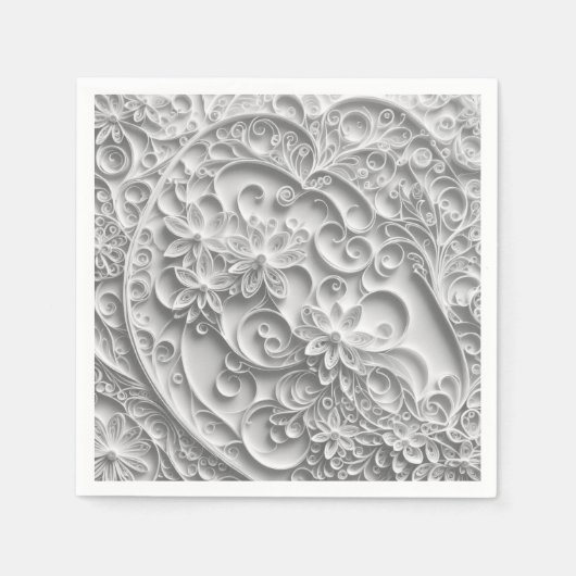 エレガントなブライダルペーパーキュリングデザイン スタンダードカクテルナプキン (正面)