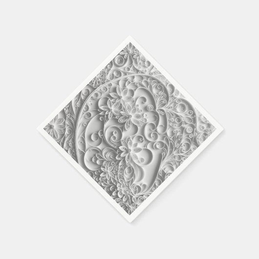 エレガントなブライダルペーパーキュリングデザイン スタンダードカクテルナプキン (角)
