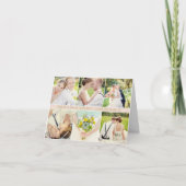 エレガントなブライダル ピンクゴールド ウェディング モノグラム フォト コラージュ サンキューカード (正面)