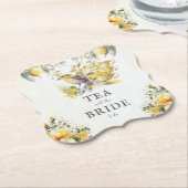 エレガントなブライダル レモン ヴィンテージ ティーパーティー ペーパーコースター (アングル)