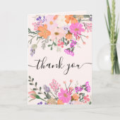 エレガントなブライダル ワイルドフラワーのパステルカラーの春のシャワー サンキューカード (正面)