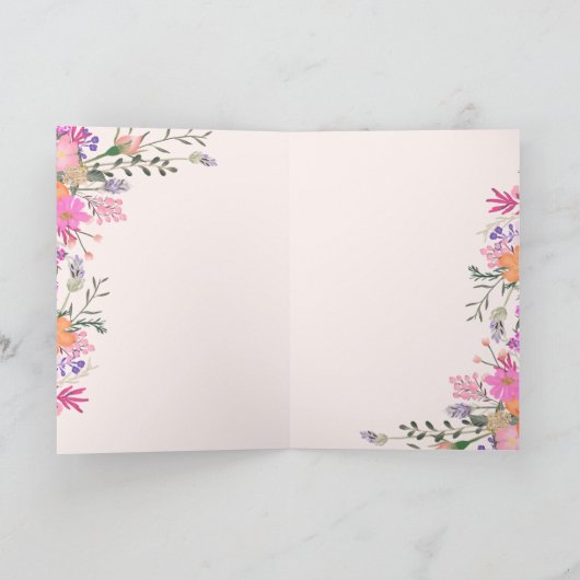 エレガントなブライダル ワイルドフラワーのパステルカラーの春のシャワー サンキューカード (内部)