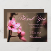 エレガントなブラウンおよびピンクの日本のな桜 サンキューカード (正面/裏面)