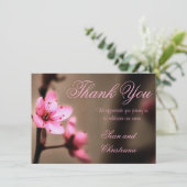 エレガントなブラウンおよびピンクの日本のな桜 サンキューカード (スタンド正面)