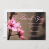エレガントなブラウンおよびピンクの日本のな桜 サンキューカード (正面)