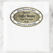 エレガントなブラウンのグリッター商品ラベル ダイヤモンド付き 楕円形シール (バッグ)