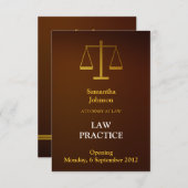 エレガントなブラウンの弁護士業|の開始発表 案内状 (正面/裏面)