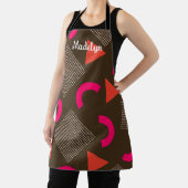 エレガントなブラウンオレンジ幾何学パターン名前 エプロン (インサイチュ)