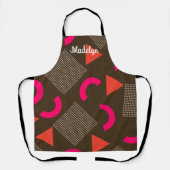 エレガントなブラウンオレンジ幾何学パターン名前 エプロン (正面)