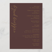 エレガントなブラウン幾何学模様の結婚式 プログラム (裏面)